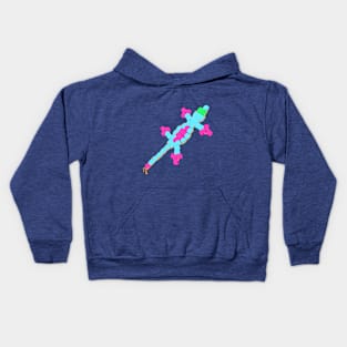 90s Bead Lizard (Teal and Pink) Kids Hoodie